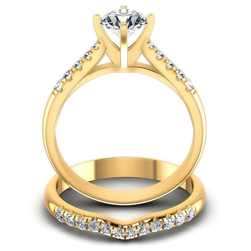 Round Diamonds 0.85CT Bridal Set in 14KT Yellow Gold