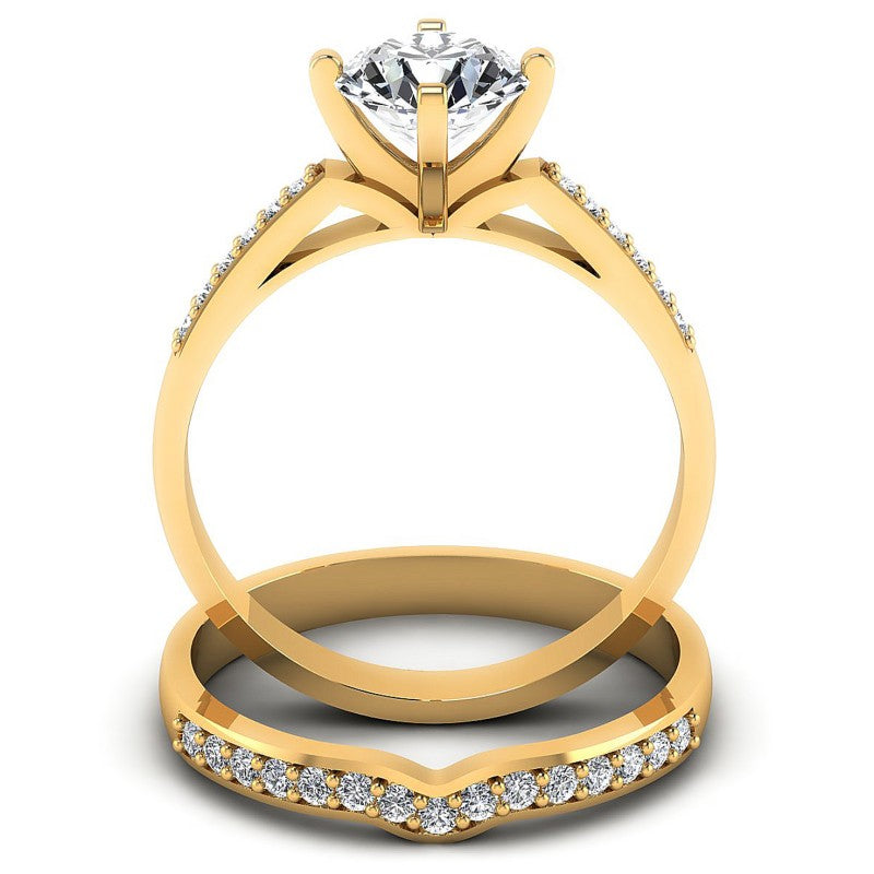 Round Diamonds 0.65CT Bridal Set in 14KT Yellow Gold