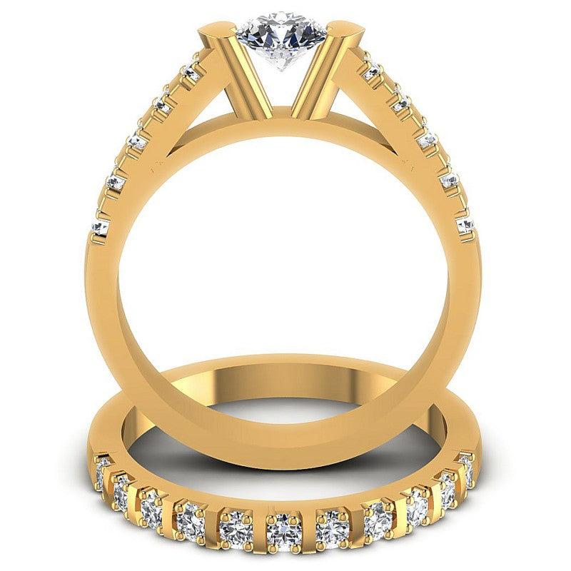 Round Diamonds 1.00CT Bridal Set in 14KT Yellow Gold