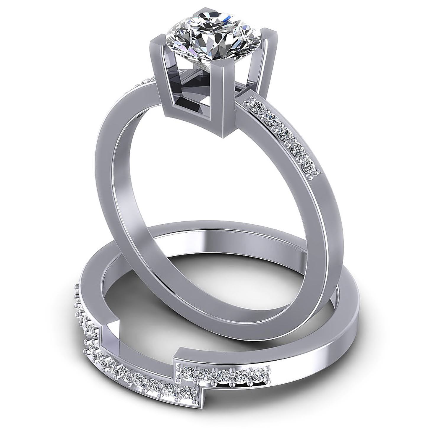 Bridal Sets 0.60-1.75CT Round Cut Diamonds