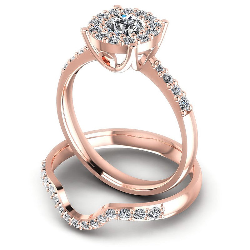 Round Diamonds 1.00CT Bridal Set in 18KT Rose Gold