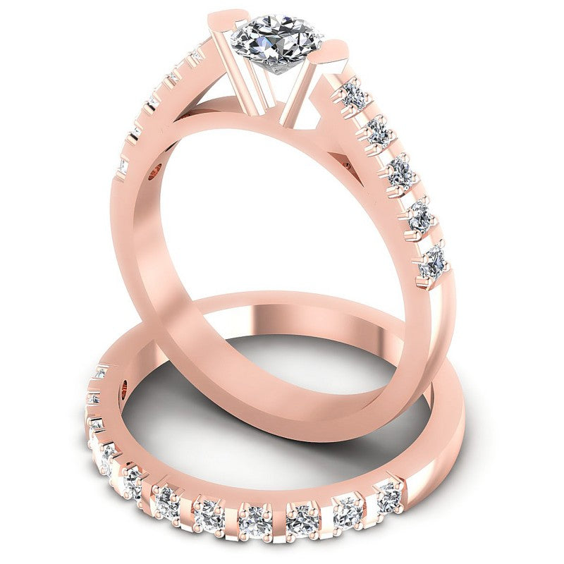 Round Diamonds 1.00CT Bridal Set in 18KT Rose Gold