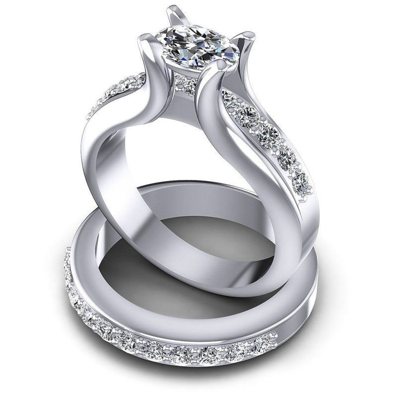 Round and Oval Diamonds 1.25CT Bridal Set in 14KT Rose Gold