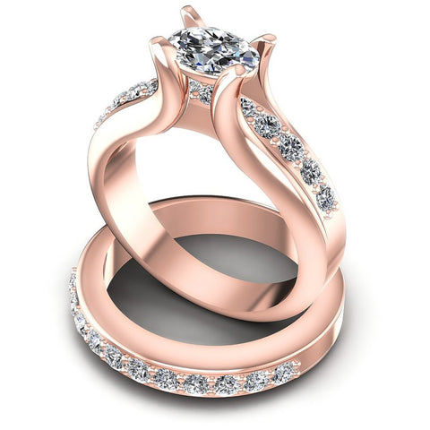 Round and Oval Diamonds 1.25CT Bridal Set in 18KT Rose Gold