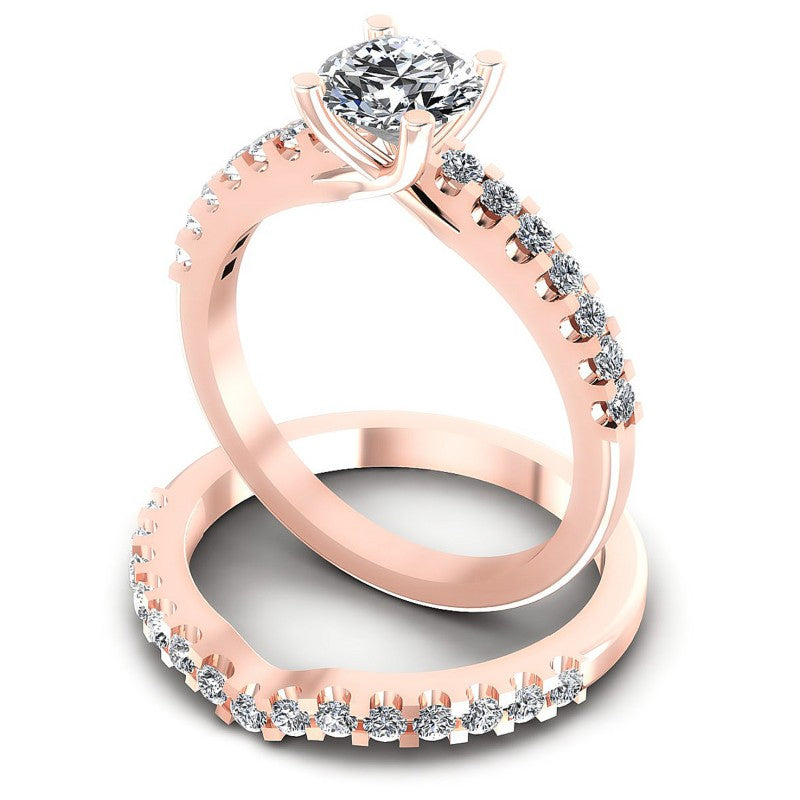 Round Diamonds 0.95CT Bridal Set in 18KT Rose Gold