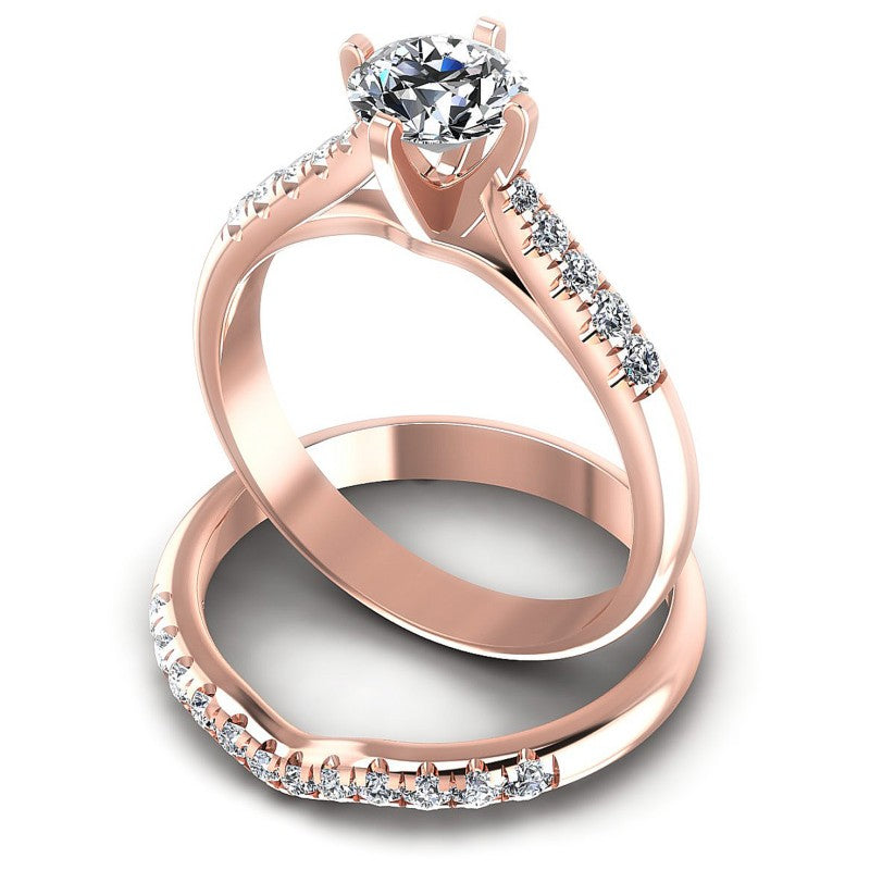 Round Diamonds 0.85CT Bridal Set in 18KT Rose Gold