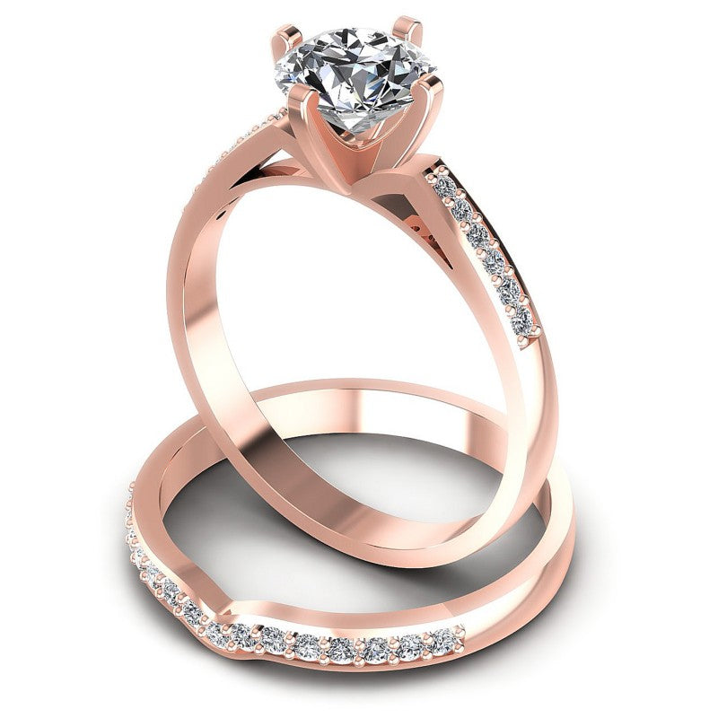Round Diamonds 0.65CT Bridal Set in 18KT Rose Gold