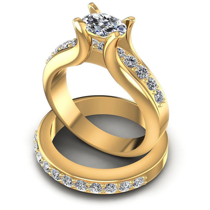 Round and Oval Diamonds 1.25CT Bridal Set in 14KT Rose Gold