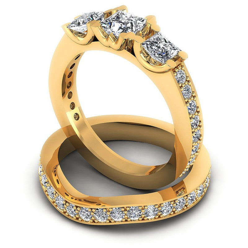 Princess and Round Diamonds 2.15CT Bridal Set in 14KT Rose Gold