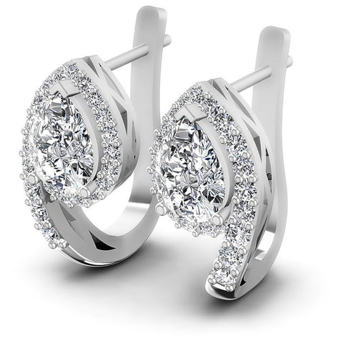 Round and Pear Diamonds 1.70CT Earring in 14KT White Gold