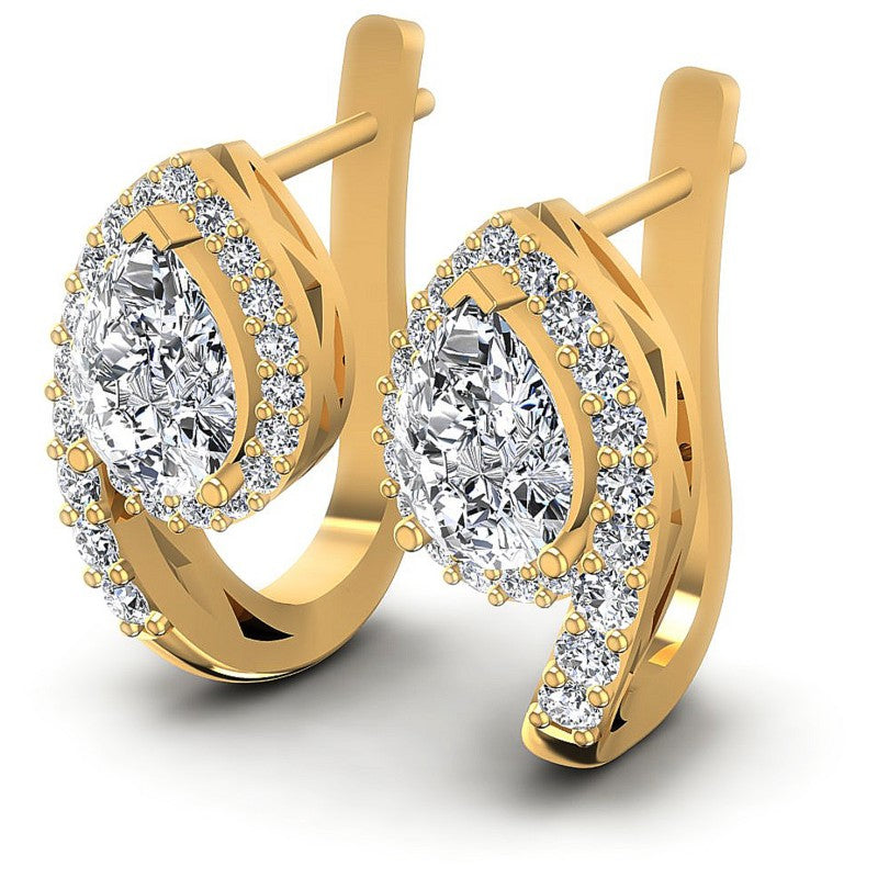 Round and Pear Diamonds 1.70CT Earring in 14KT White Gold