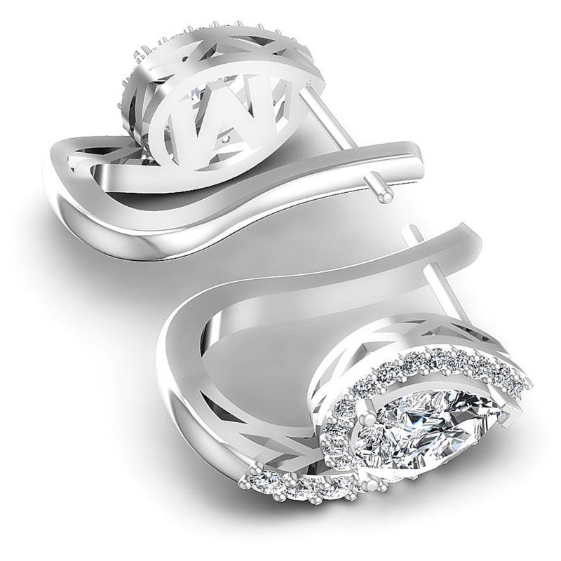Round and Pear Diamonds 1.70CT Earring in 14KT Yellow Gold