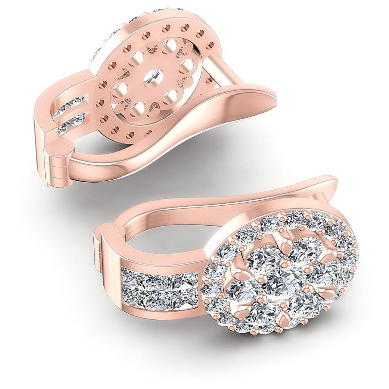 Princess and Round Diamonds 1.20CT Earring in 18KT Yellow Gold