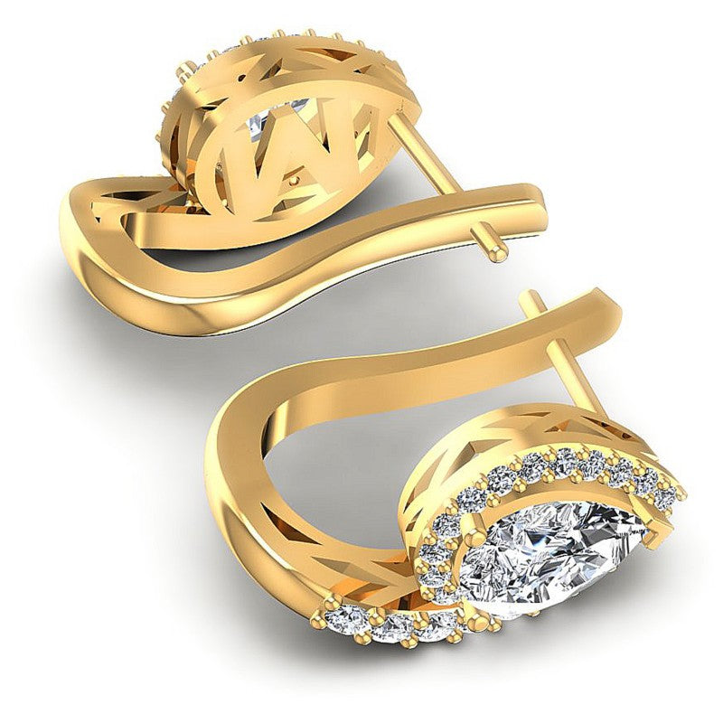 Round and Pear Diamonds 1.70CT Earring in 14KT Yellow Gold