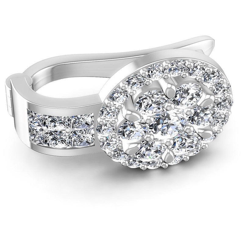 Princess and Round Diamonds 1.20CT Earring in 14KT Rose Gold