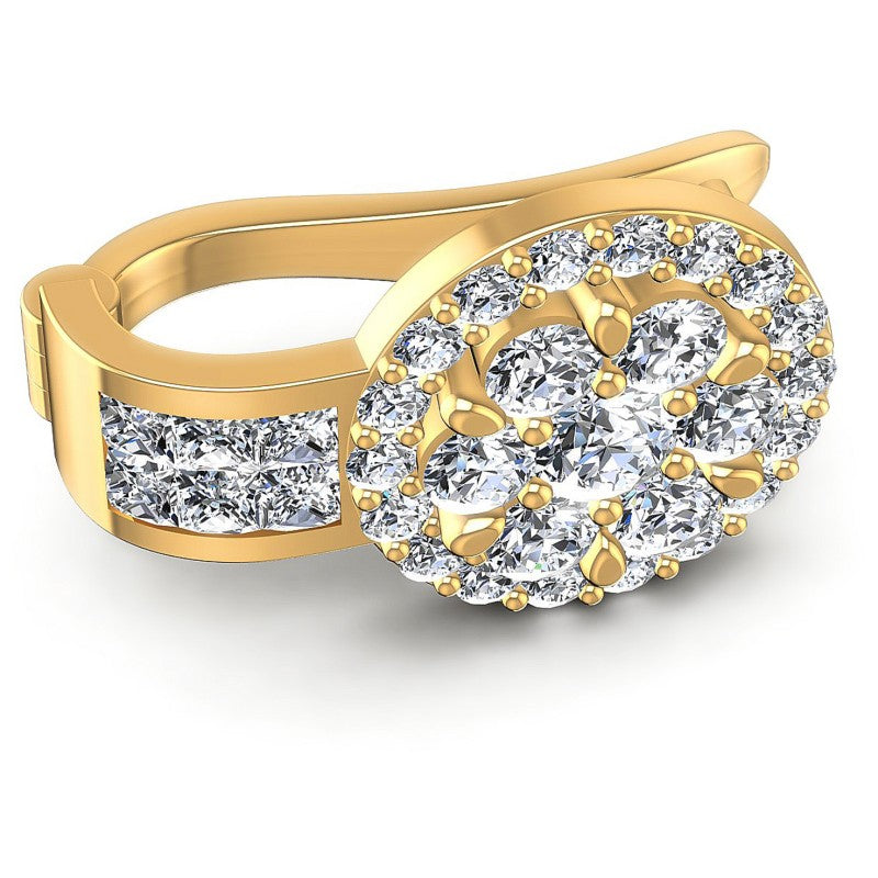 Princess and Round Diamonds 1.20CT Earring in 14KT Rose Gold