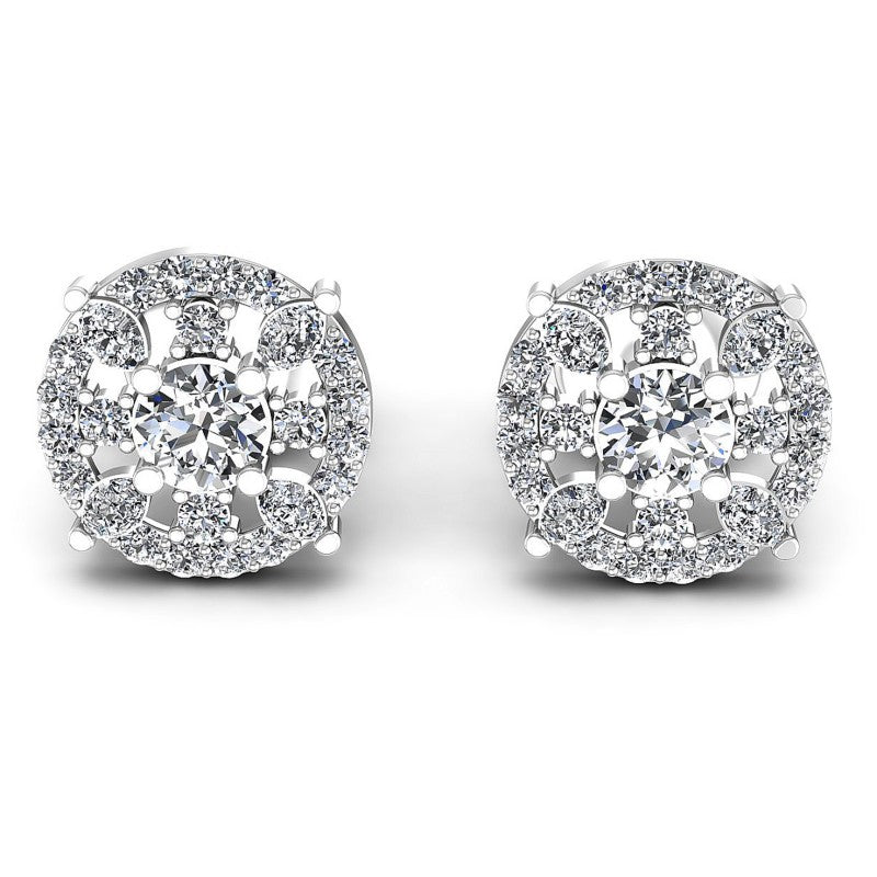 Round and Marquise Diamonds 1.40CT Designer Studs Earring in 14KT White Gold