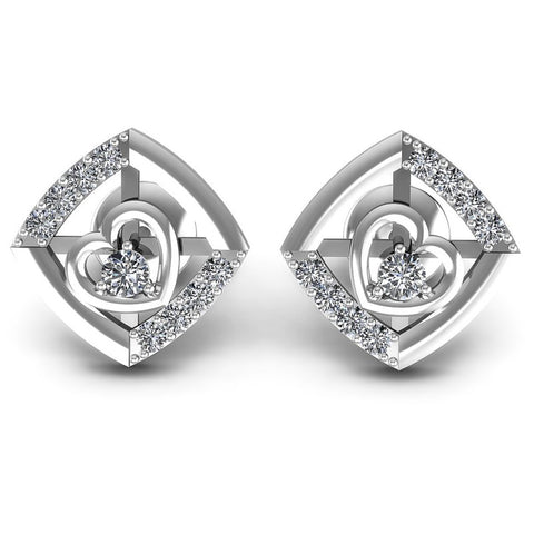 Round Diamonds 0.50CT Heart Earring in 14KT White Gold