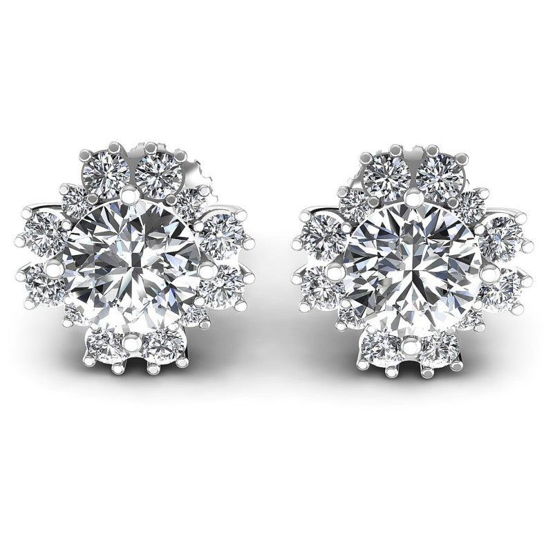 Round Diamonds 1.80CT Designer Studs Earring in 14KT White Gold