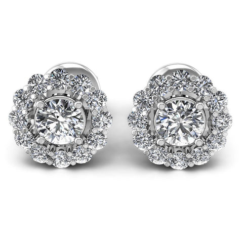 Round Diamonds 0.95CT Designer Studs Earring in 14KT White Gold