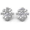 Princess and Round Diamonds 1.00CT Designer Studs Earring in 14KT White Gold