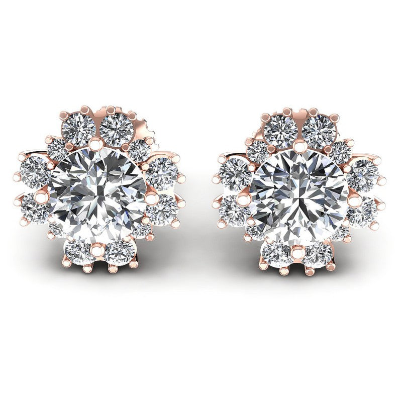 Round Diamonds 1.80CT Designer Studs Earring in 18KT White Gold