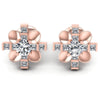 Princess and Round Diamonds 1.00CT Designer Studs Earring in 18KT White Gold