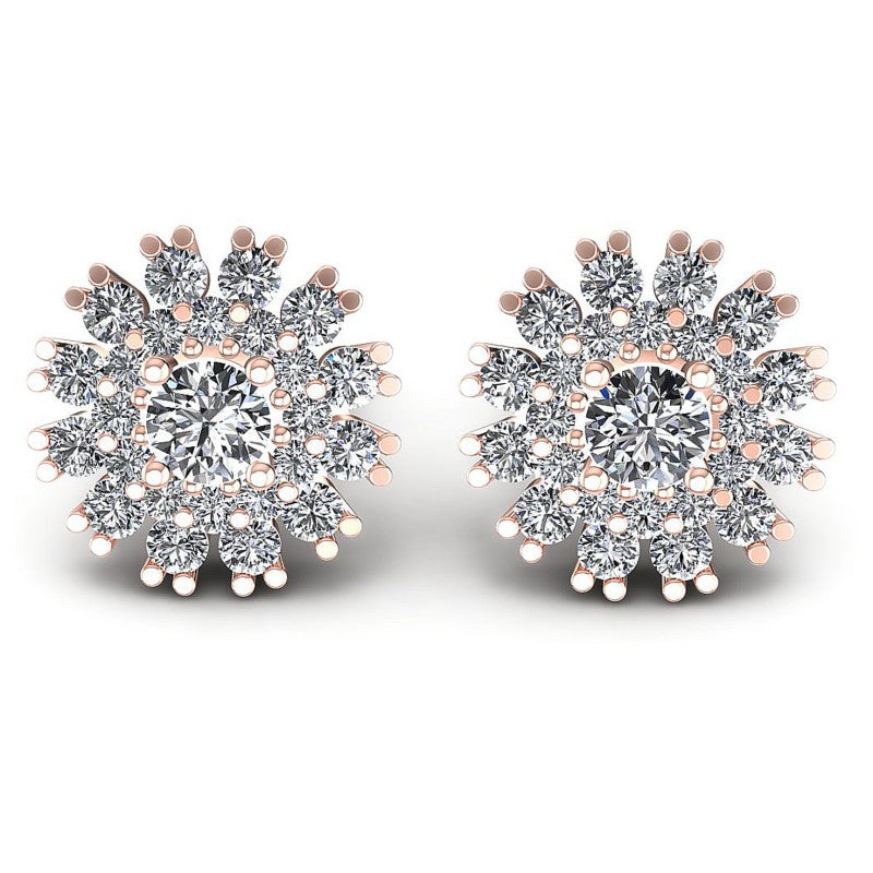 Round Diamonds 0.95CT Designer Studs Earring in 18KT White Gold