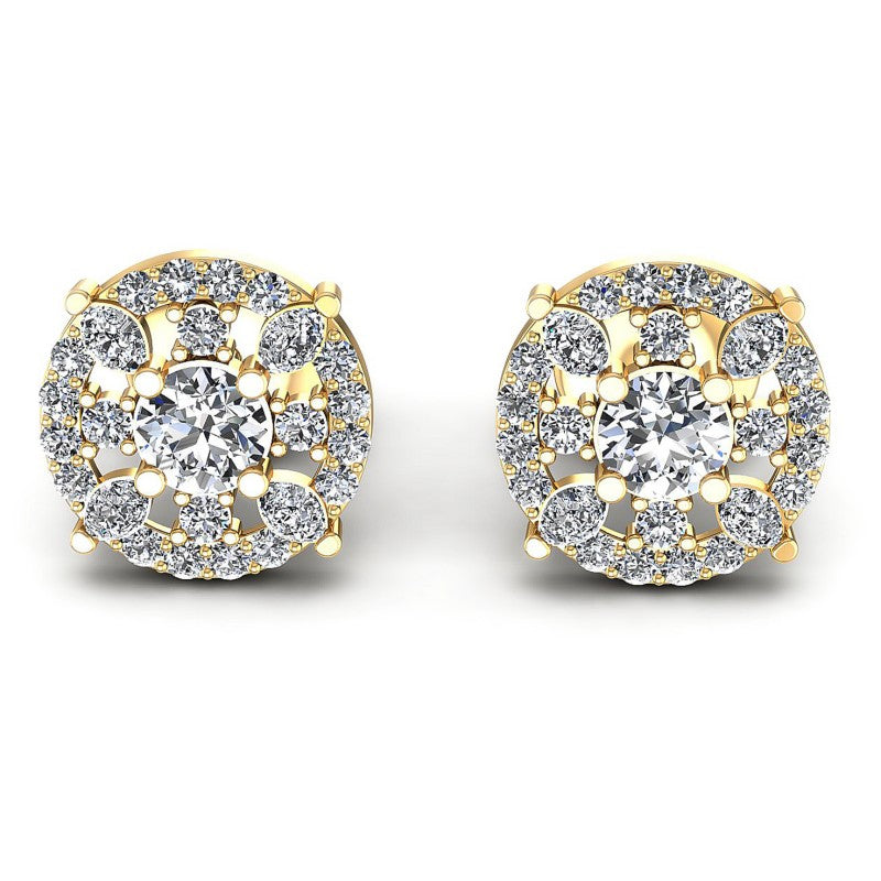 Round and Marquise Diamonds 1.40CT Designer Studs Earring in 14KT White Gold