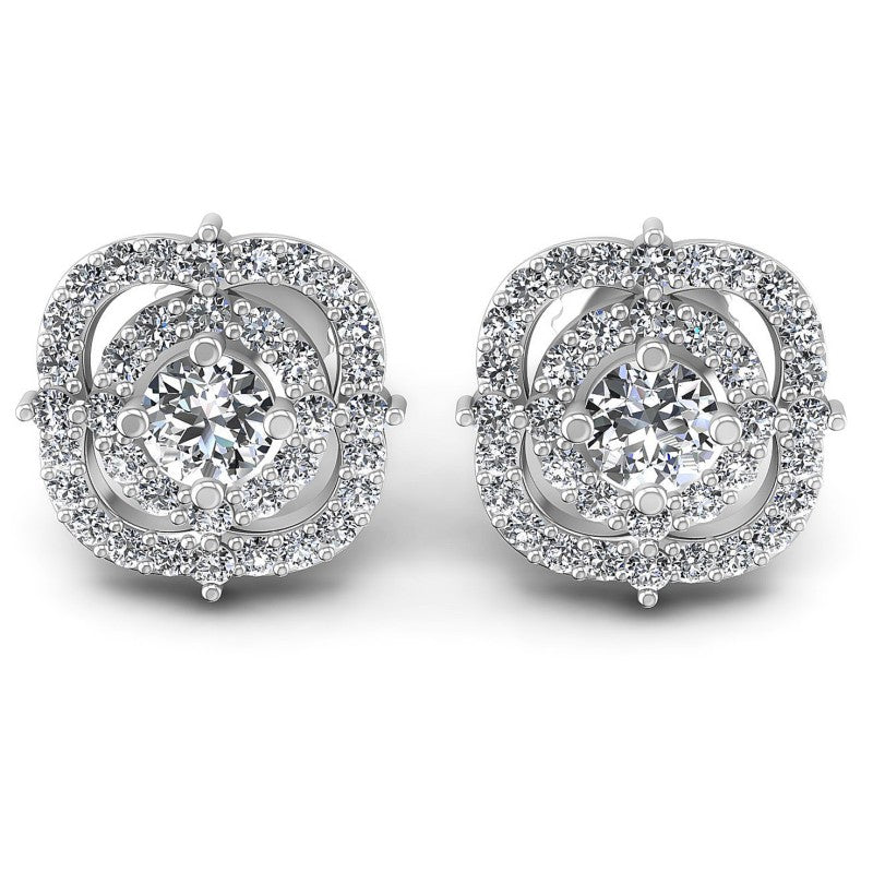 Round Diamonds 0.95CT Designer Studs Earring in 14KT White Gold