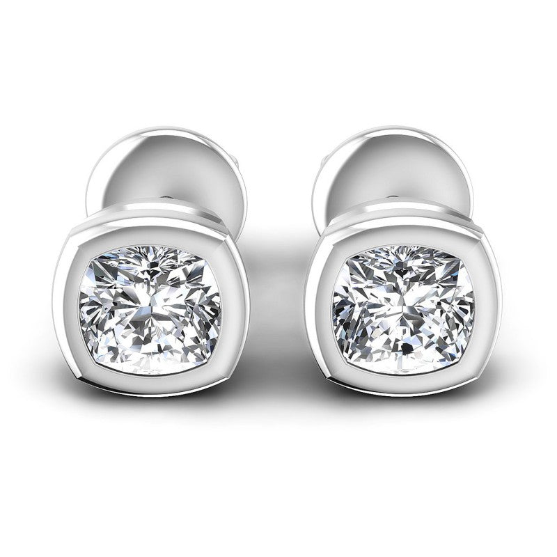 Cushion Diamonds 1.00CT Stud Earrings in 14KT White Gold
