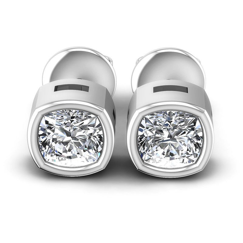 Cushion Diamonds 1.00CT Stud Earrings in 14KT White Gold