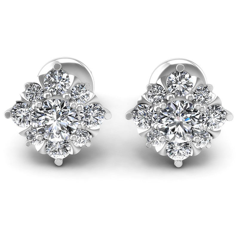 Round Diamonds 0.85CT Designer Studs Earring in 14KT White Gold