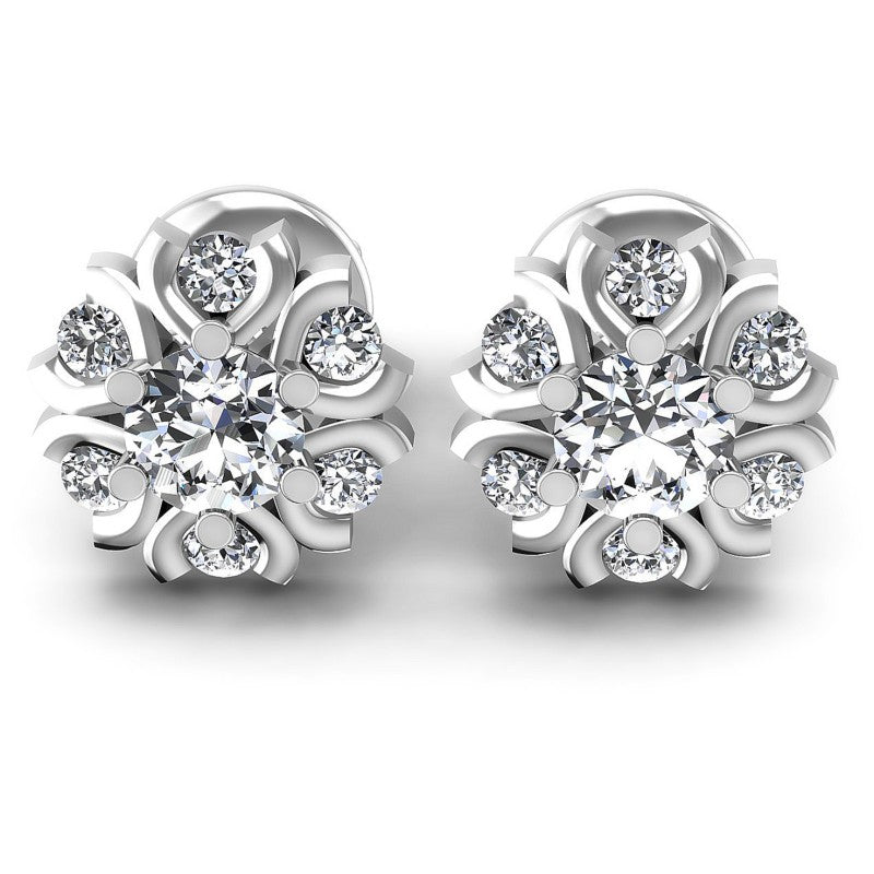 Round Diamonds 0.55CT Designer Studs Earring in 14KT White Gold