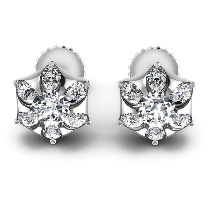 Round Diamonds 1.20CT Designer Studs Earring in 14KT White Gold