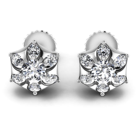 Round Diamonds 1.20CT Designer Studs Earring in 14KT White Gold
