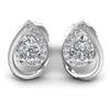 Round and Pear Diamonds 0.45CT Designer Studs Earring in 14KT White Gold
