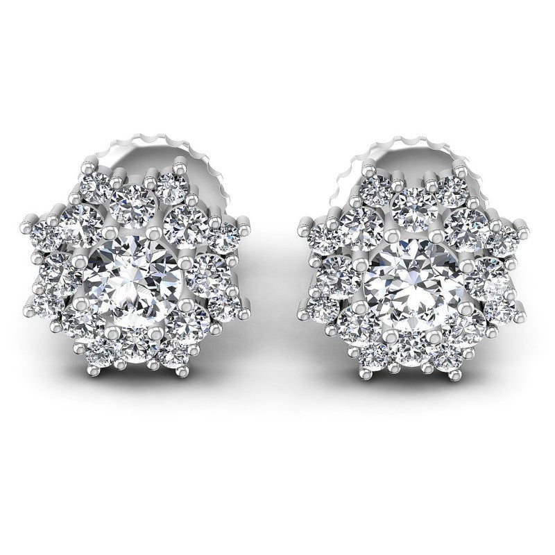 Round Diamonds 0.85CT Designer Studs Earring in 14KT White Gold
