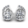 Round and Oval Diamonds 1.30CT Designer Studs Earring in 14KT White Gold