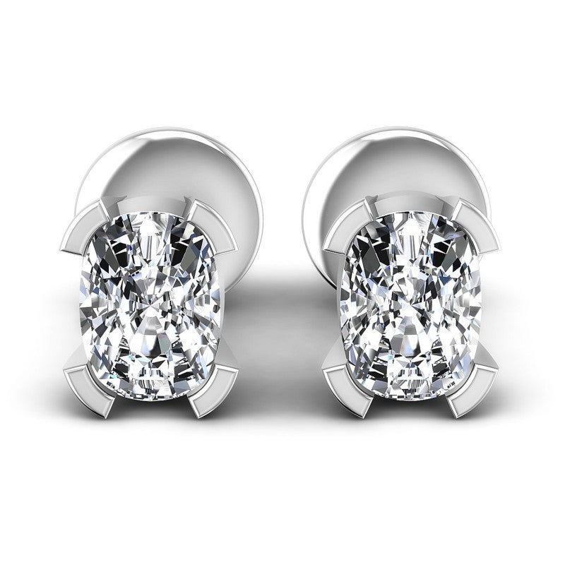 Cushion Diamonds 1.00CT Stud Earrings in 14KT White Gold