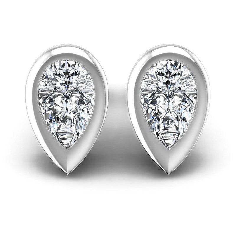 Pear Diamonds 1.00CT Stud Earrings in 14KT White Gold