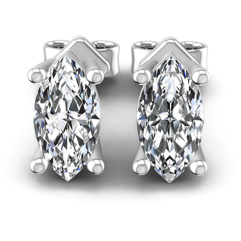 Marquise Diamonds 1.00CT Stud Earrings in 14KT White Gold