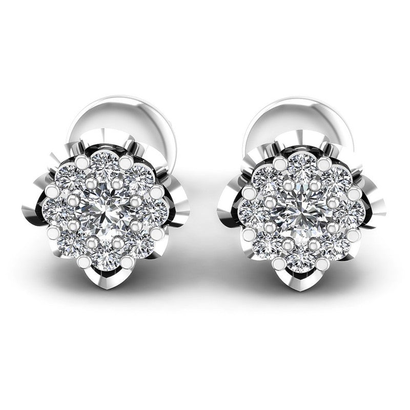 Round Diamonds 1.20CT Designer Studs Earring in 14KT White Gold