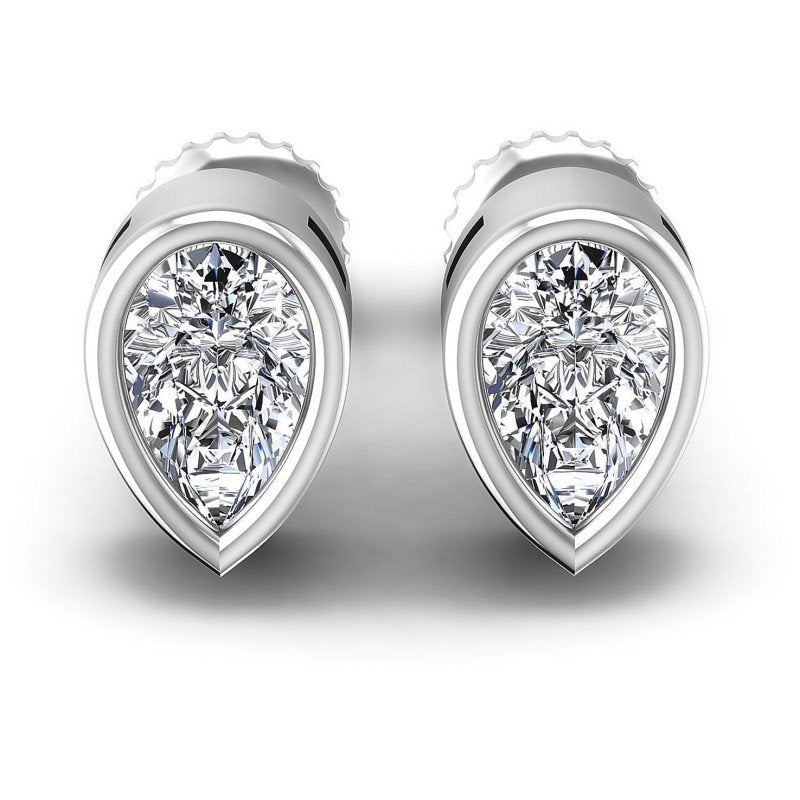 Pear Diamonds 1.00CT Stud Earrings in 14KT White Gold