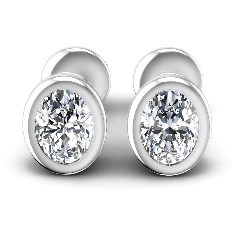 Oval Diamonds 1.00CT Stud Earrings in 14KT White Gold