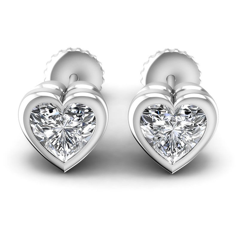 Heart Diamonds 1.00CT Stud Earrings in 14KT White Gold
