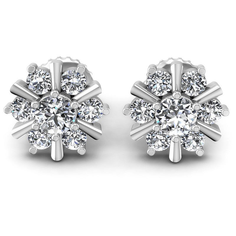 Round Diamonds 0.85CT Designer Studs Earring in 14KT White Gold