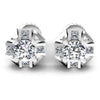 Princess and Round Diamonds 0.45CT Designer Studs Earring in 14KT White Gold