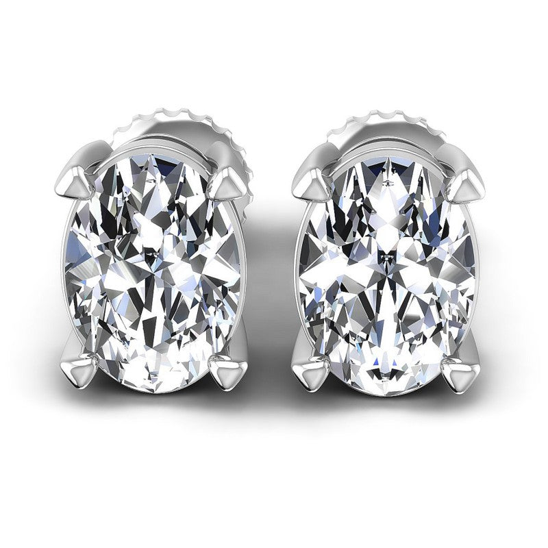Oval Diamonds 0.25CT Stud Earrings in 14KT White Gold