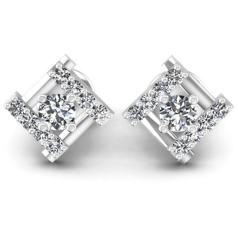 Round Diamonds 1.20CT Designer Studs Earring in 14KT White Gold